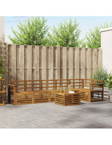 Set divano sezionale 7 pcs Naturale Legno di Acacia Massello