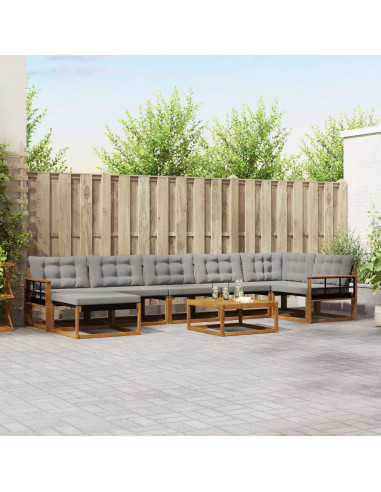 Set di divani da esterno 8 pcs Grigio Naturale e Chiaro