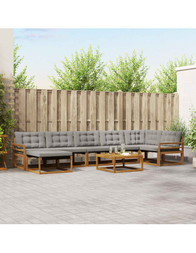 Set di divani da esterno 8 pcs Grigio Naturale e Chiaro