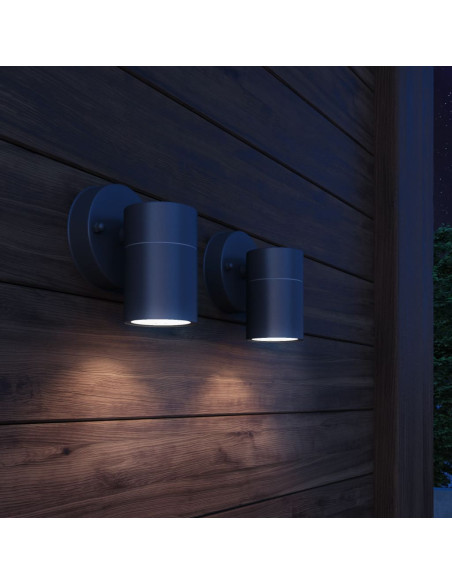 Lampada da Parete Esterno 2 pz Acciaio Inox Proiezione Basso