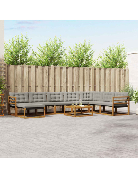 Set di divani da esterno 9 pcs Grigio Naturale e Chiaro
