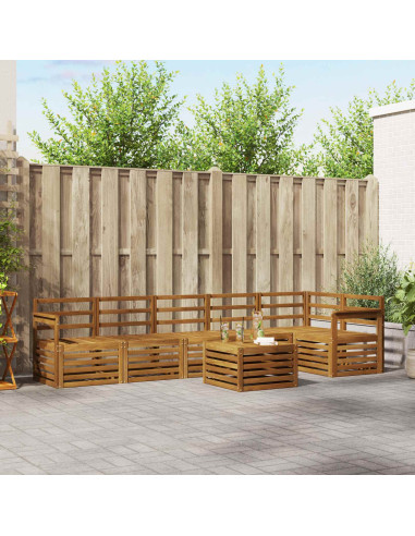 Set divano sezionale 7 pcs Naturale Legno di Acacia Massello