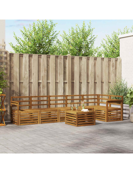 Set divano sezionale 7 pcs Naturale Legno di Acacia Massello