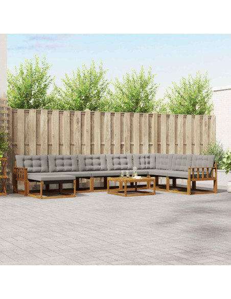 Set di divani da esterno 9 pcs Grigio Naturale e Chiaro