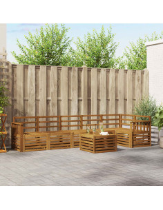 Set divano sezionale 7 pcs Naturale Legno di Acacia Massello