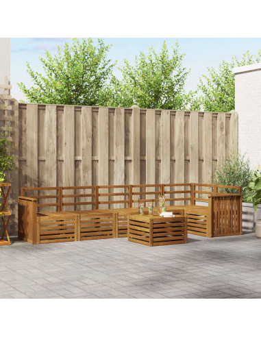 Set divano sezionale 7 pcs Naturale Legno di Acacia Massello