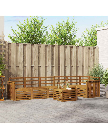 Set divano sezionale 7 pcs Naturale Legno di Acacia Massello