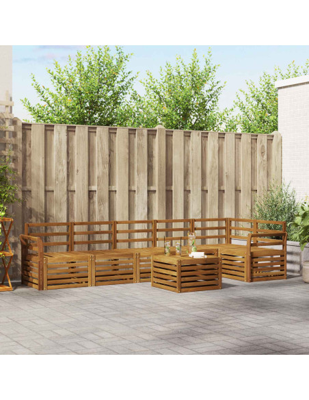 Set divano sezionale 7 pcs Naturale Legno di Acacia Massello