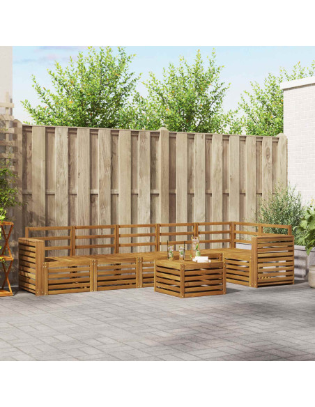 Set divano sezionale 7 pcs Naturale Legno di Acacia Massello