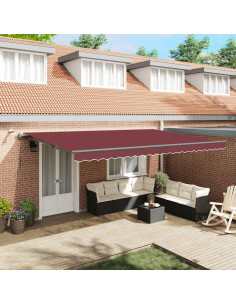 Tenda da Sole Retrattile Automatica con LED Bordò 500x300 cm