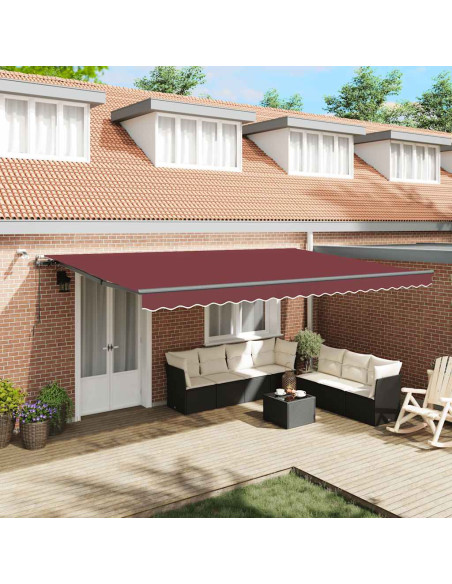 Tenda da Sole Retrattile Automatica con LED Bordò 500x300 cm