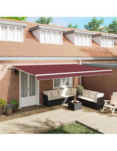 Tenda da Sole Retrattile Automatica con LED Bordò 500x300 cm