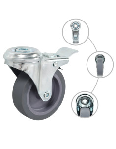 Ruote Girevoli con Foro per Bullone 32 pz 75 mm