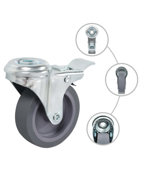 Ruote Girevoli con Foro per Bullone 8 pz 75 mm