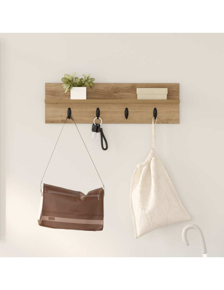 Appendiabiti a muro Rovere artigianale 60 x 10,5 x 18 cm