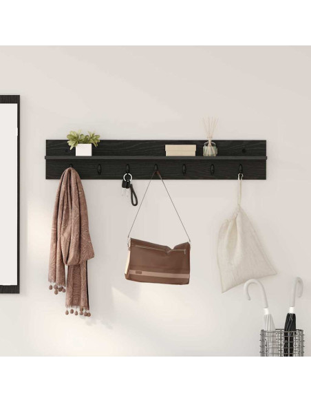Appendiabiti a muro Rovere Nero 100 x 10,5 x 18 cm