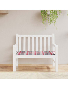 Cuscino per Panca a Quadri Rossi 120x50x3 cm Tessuto Oxford