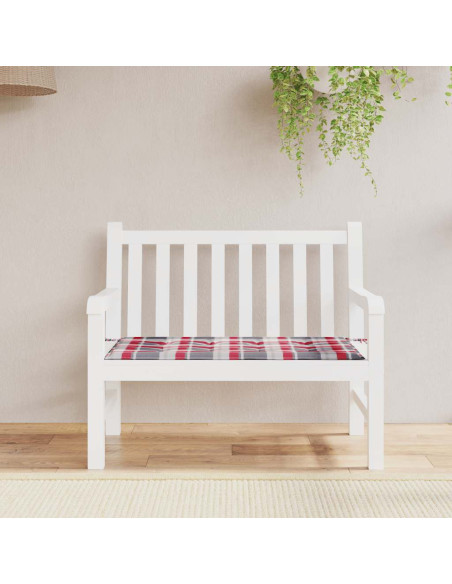 Cuscino per Panca a Quadri Rossi 120x50x3 cm Tessuto Oxford