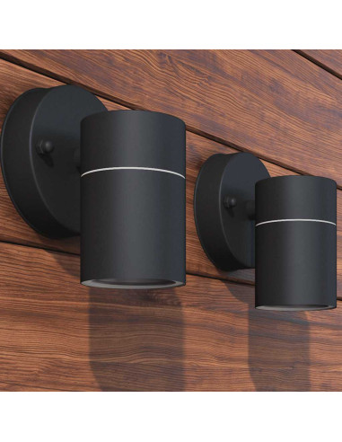 Lampada LED da Parete 2 pz Acciaio Inox Proiezione Basso