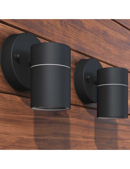 Lampada LED da Parete 2 pz Acciaio Inox Proiezione Basso