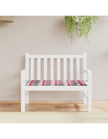 Cuscino per Panca a Quadri Rossi 100x50x3 cm Tessuto Oxford
