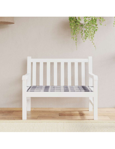 Cuscino per Panca a Quadri Grigi 100x50x3cm Tessuto Oxford