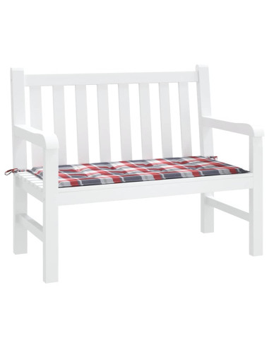 Cuscino per Panca a Quadri Rossi 120x50x3 cm Tessuto Oxford