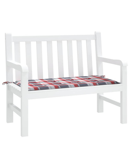 Cuscino per Panca a Quadri Rossi 120x50x3 cm Tessuto Oxford
