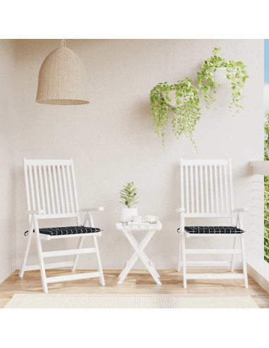 Cuscini Sedia 2 pz Motivo a Quadri Nero 40x40x4 cm in Tessuto