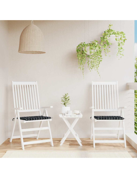 Cuscini Sedia 2 pz Motivo a Quadri Nero 40x40x4 cm in Tessuto