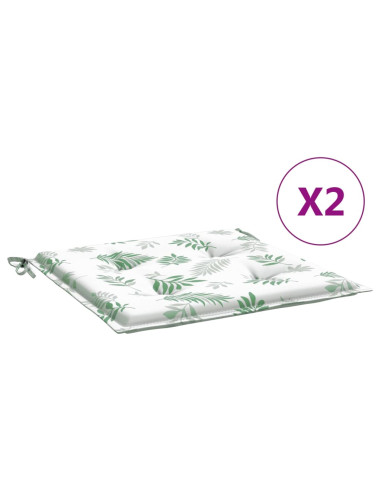 Cuscini per Sedia 2 pz Motivo a Foglie 40x40x4 cm Tessuto