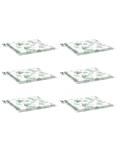 Cuscini per Sedia 6 pz Motivo a Foglie 40x40x4 cm Tessuto
