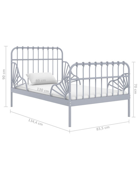 Giroletto Estendibile Grigio in Metallo 80x130/200 cm