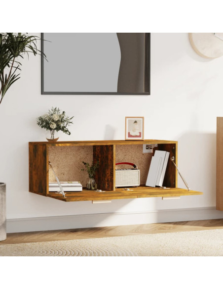 Mobile a Parete Rovere Fumo 100x36,5x35 cm in Legno Multistrato