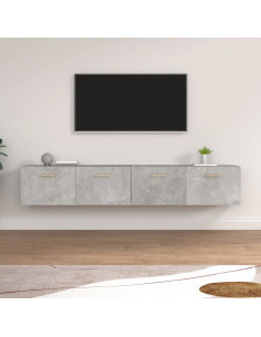 Mobili Parete 2 pz Grigio Cemento 100x36,5x35 cm in Multistrato