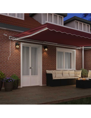 Tenda da Sole Retrattile Automatica con LED Bordò 500x300 cm