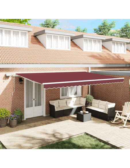 Tenda da Sole Retrattile Manuale con LED Bordò 500x300 cm