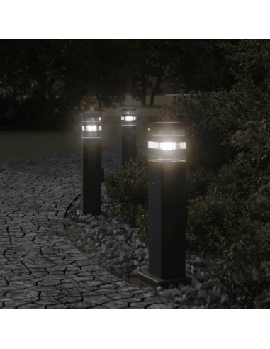 Lampade da Terra per Esterni con Presa 3pz Nere 50 cm Alluminio