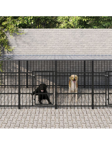 Gabbia per Cani da Esterno con Tetto in Acciaio 7,51 m²