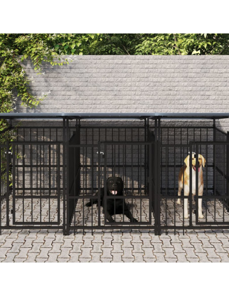 Gabbia per Cani da Esterno con Tetto in Acciaio 11,26 m²
