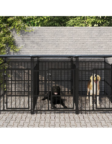 Gabbia per Cani da Esterno con Tetto in Acciaio 7,51 m²