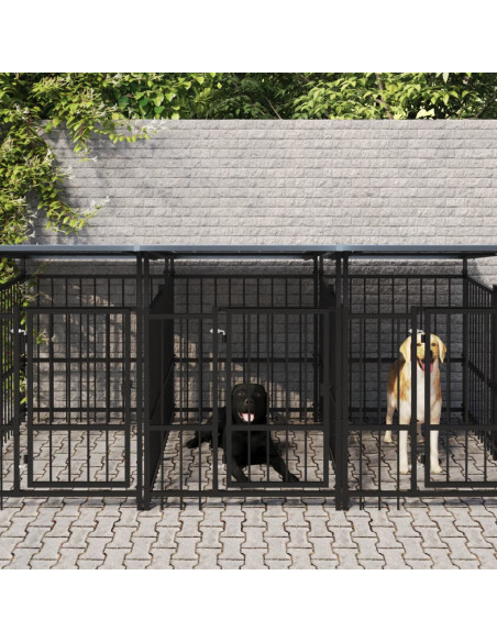 Gabbia per Cani da Esterno con Tetto in Acciaio 7,51 m²