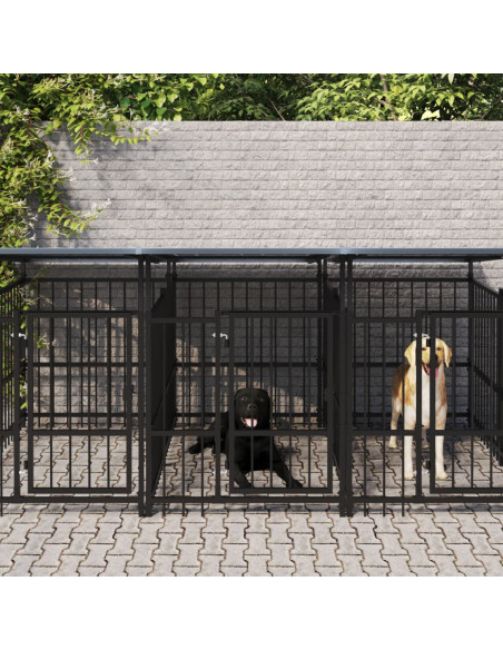 Gabbia per Cani da Esterno con Tetto in Acciaio 15,02 m²