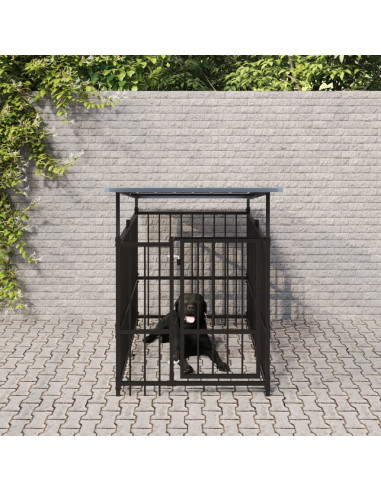 Gabbia per Cani da Esterno con Tetto in Acciaio 1,88 m²