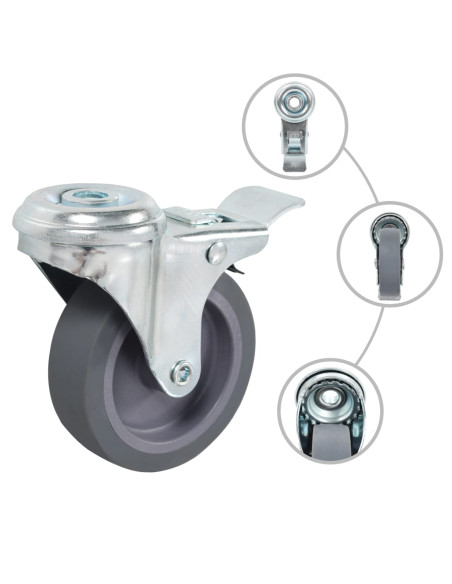 Ruote Girevoli con Foro per Bullone 12 pz 75 mm