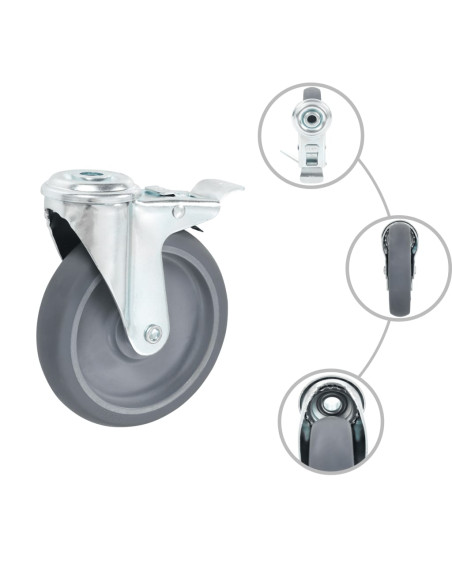 Ruote Girevoli con Foro per Bullone 8 pz 125 mm