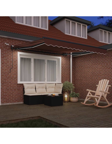 Tenda da Sole Retrattile Automatica con LED Marrone 300x250 cm