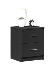 Comodino con 2 Cassetti Nero 40x36x50 cm