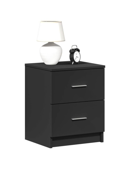 Comodino con 2 Cassetti Nero 40x36x50 cm