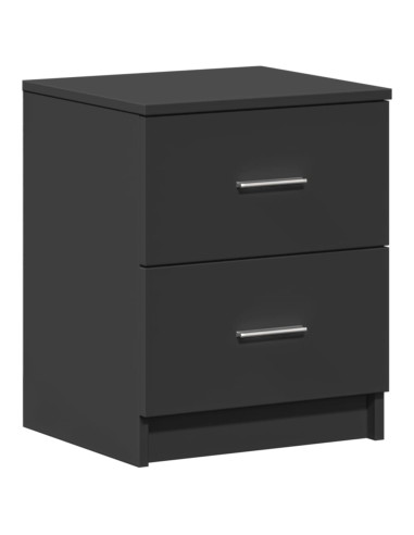 Comodino con 2 Cassetti Nero 40x36x50 cm